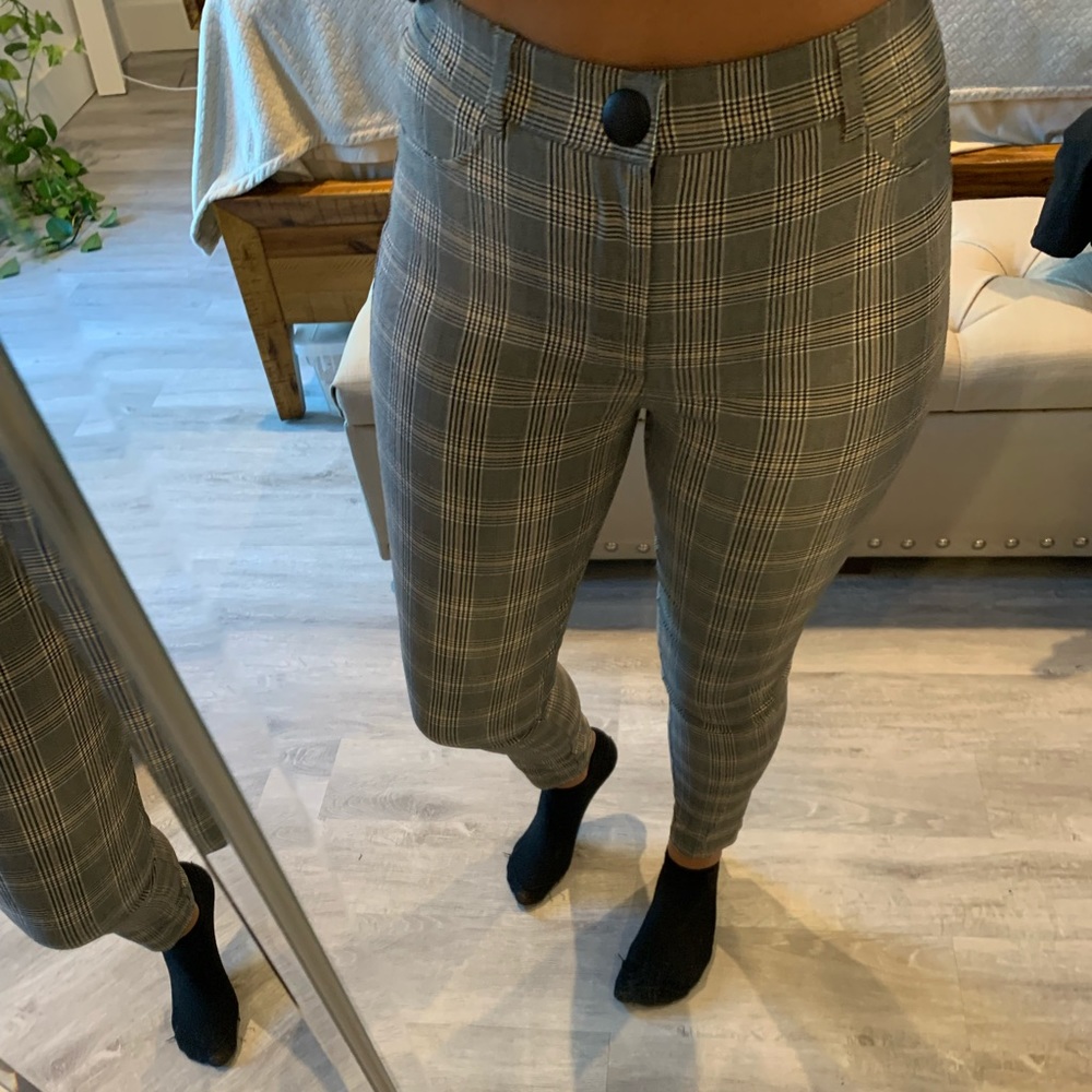 High waisted leggings/pants plaid skinny